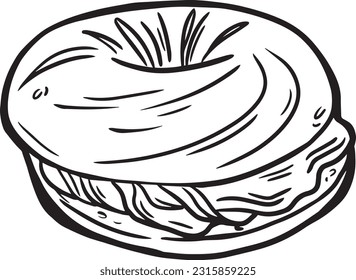 Ilustración vectorial de donut rellena con crema