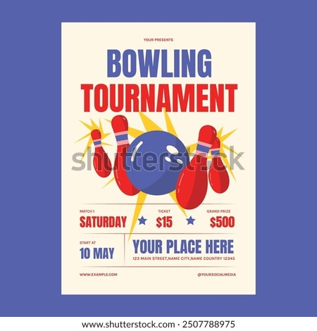 Cream Flat Design Bowling Tournament Flyer