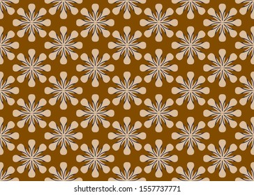 Cream floral pattern on brown background. Modern design.