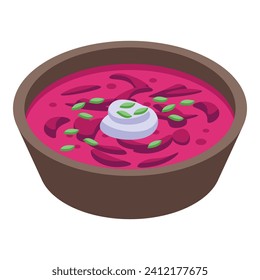 Cream food borsch icon isometric vector. Culinary food. Pork orange