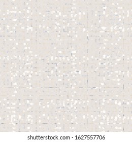 Cream french melange vector broken thin check texture seamless pattern. Variegated grunge abstract background. Country farmhouse style textile. Irregular distressed rough trellis grid all over print.