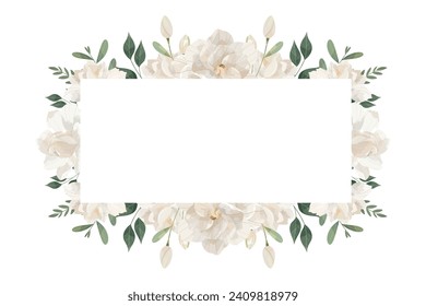 Cream Gardenia Flower Frame Background