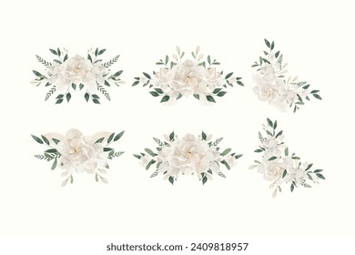 Cream Gardenia Flower Illustration Set