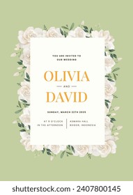 Cream Gardenia Flower Wedding Invitation Template