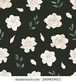 Cream Gardenia Seamless Pattern Flower Frame Background