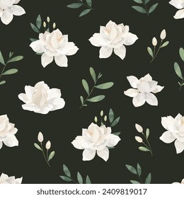 Cream Gardenia Seamless Pattern Flower Frame Background