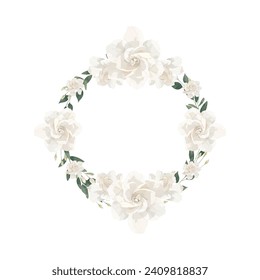 Cream Gardenia Wreath Flower Frame Background