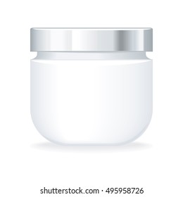 Cream or gel bottle isolated on white. Empty cosmetic product tube. Reservoir without label. No logo or trademark on the flask. Part of series of decorative cosmetics items. Vector illustration