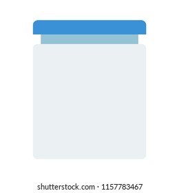 Cream in a glass jar with lid vector flat material design isolated on white