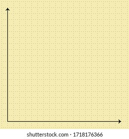 Cream graph paper with black dot pattern and black axis arrow