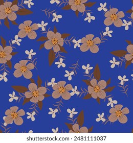 cream and gray small flowers illustration with black background vector digital image
