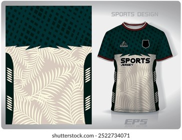 cream green leaf forest pattern design, illustration, textile background for sports t-shirt, football jersey shirt mockup for football club. consistent front view