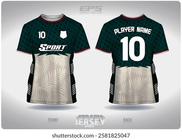 cream green leaf forest pattern design, illustration, textile background for sports t-shirt, football jersey shirt mockup for football club. consistent front view