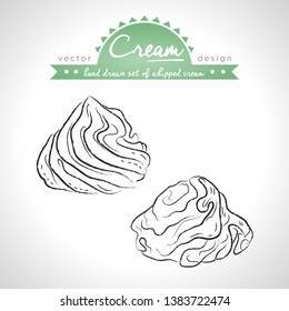 Cream. Hand drawn collection of vector sketch detailed milk products. Isolated