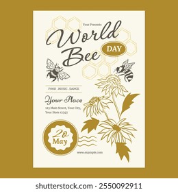 Crema dibujada a mano Día Mundial de la Abeja