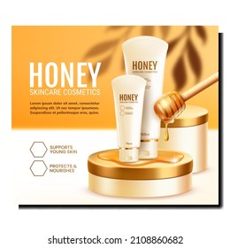 cream honey cosmetics skincare background Organic collagen. cream Essence banner. realistic vector illustration