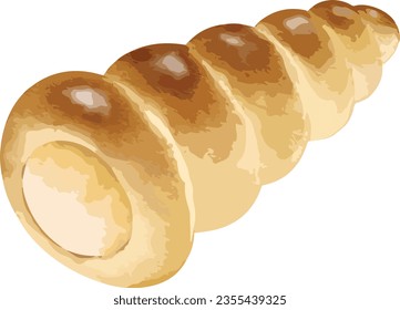 cream horns Hand drawn watercolor illustration isolated element