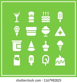 cream icon. 16 cream vector set. birthday cake, cake, cocktail cup and skin icons for web and design about cream theme