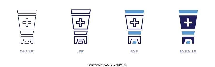 Cream icon in 4 different styles. Thin Line, Line, Bold, and Bold Line. Duotone style. Editable stroke.