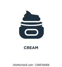 Cream icon. Black filled vector illustration. Cream symbol on white background. Can be used in web and mobile.