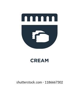 Cream icon. Black filled vector illustration. Cream symbol on white background. Can be used in web and mobile.