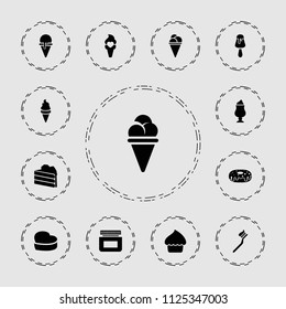 Cream icon. collection of 13 cream filled icons such as cake, donut, heart cake, toothbrush, milkshake. editable cream icons for web and mobile.