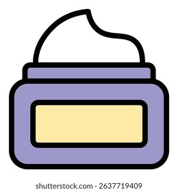 Cream icon flat line style illustration representing skincare and moisturizing products, suitable for beauty, wellness, and personal care projects