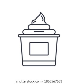 Cream icon, linear isolated illustration, thin line vector, web design sign, outline concept symbol with editable stroke on white background.