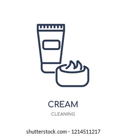 Cream icon. Cream linear symbol design from Cleaning collection. Simple outline element vector illustration on white background.