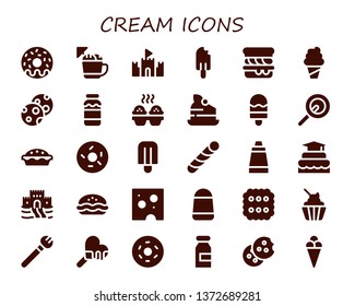 cream icon set. 30 filled cream icons.   