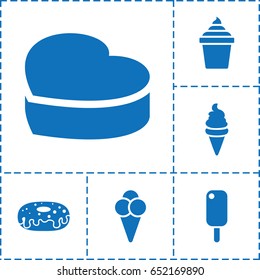 Cream icon. set of 6 cream filled icons such as donut