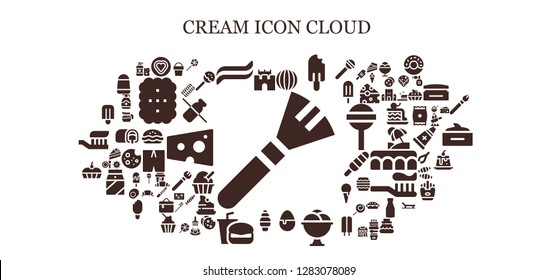  cream icon set. 93 filled cream icons. Simple modern icons about  - Makeup, Sand castle, Candy, Toothpaste, Popsicle, Ice cream, Fast food, Cake, Sand bucket, Lollipop, Shampoo