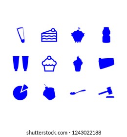 cream icon set about piece of cake, cupcake, pie and milk vector set