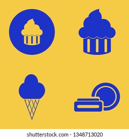 cream icon set with cupcake, ice cream and cosmetic cream vector illustration