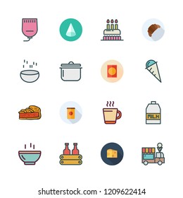 cream icon set. vector set about birthday cake, soup, milk and gel icons set.