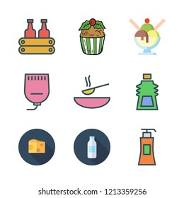 cream icon set. vector set about ice cream, soup, liquid soap and milk icons set.