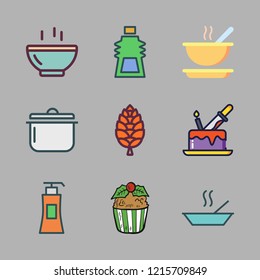 cream icon set. vector set about cupcake, soup, gel and cone icons set.