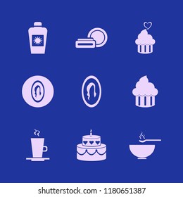 cream icon. cream vector icons set soup, cake, cosmetic cream and cupcake heart