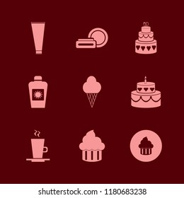 cream icon. cream vector icons set sun oil, cake wedding, cake and cupcake