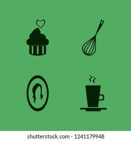 cream icon. cream vector icons set latte cup, female mirror, cupcake heart and whisk