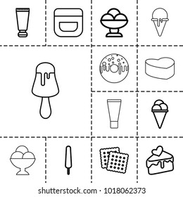 Cream icons. set of 13 editable outline cream icons such as cookies, cake slice, donut