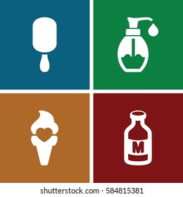 cream icons set. Set of 4 cream filled icons such as soap