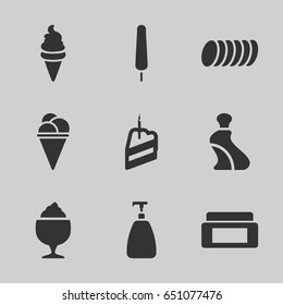 Cream icons set. set of 9 cream filled icons such as soap, milkshake, piece of cake