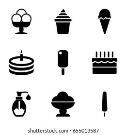 Cream icons set. set of 9 cream filled icons such as soap