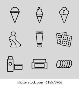 Cream icons set. set of 9 cream outline icons such as cookies