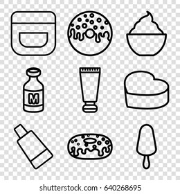 Cream icons set. set of 9 cream outline icons such as donut, milkshake, milk