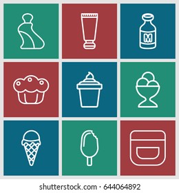 Cream icons set. set of 9 cream outline icons such as milk