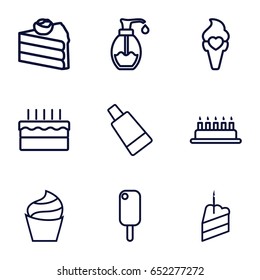 Cream icons set. set of 9 cream outline icons such as soap, cake