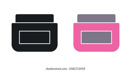 Cream icons set vectors black and colored style