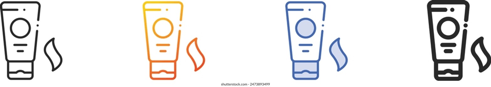 Creme-Symbol.Dünne lineare, Verlaufs-, blaue Strich und fett Stil Design isoliert auf weißem Hintergrund